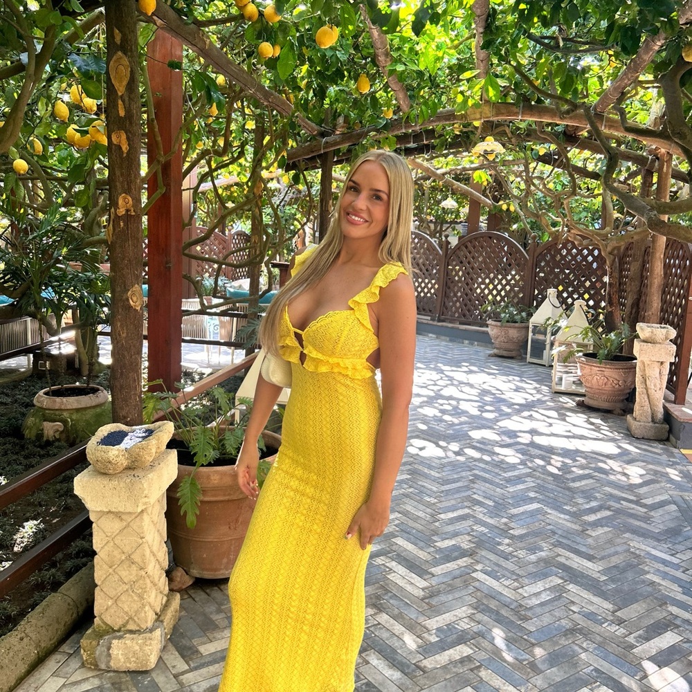 SHEIN Yellow Ribbed Buttoned Maxi Dress - Picture 5 of 6